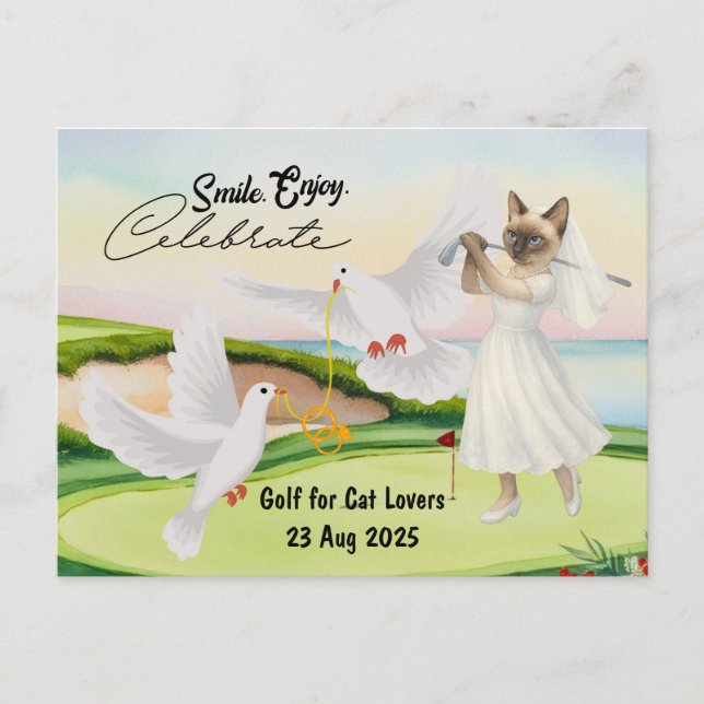 Postal Boda de novia golfer Bachelorette para los amantes (Anverso)