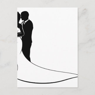 Postal Boda de novia y pareja de novio Silhouette