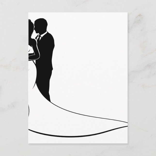 Postal Boda de novia y pareja de novio Silhouette (Anverso)