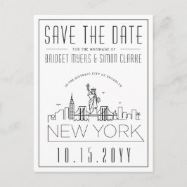 Postal Boda de Nueva York | Estilizado Skyline Guardar la