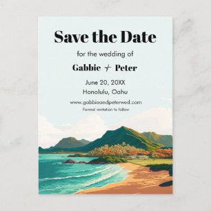 Postal Boda de Oahu Hawaii Beach Save the Date