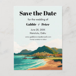 Postal Boda de Oahu Hawaii Beach Save the Date