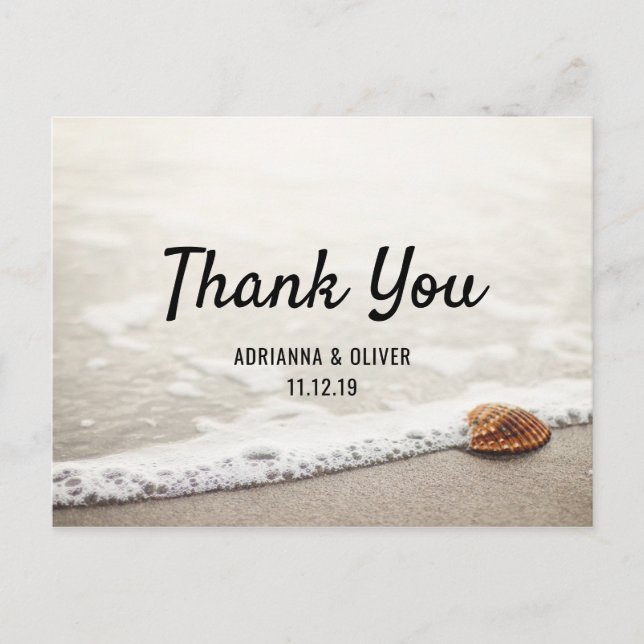 Postal Boda de olas de playa Gracias (Anverso)