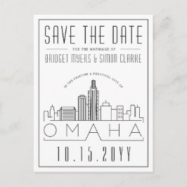 Postal Boda de Omaha | Estilizado Skyline Guardar la fech