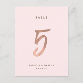 Postal Boda de oro del pincel moderno Rosa de la mesa 5