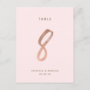 Postal Boda de oro del pincel moderno Rosa de la mesa 8