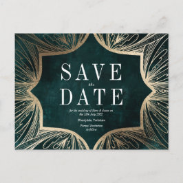 Postal Boda de oro falsa de Art Nouveau AHORRA LA FECHA