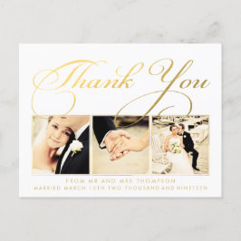 Postal Boda de oro Gracias por tipografía manuscrita Foto