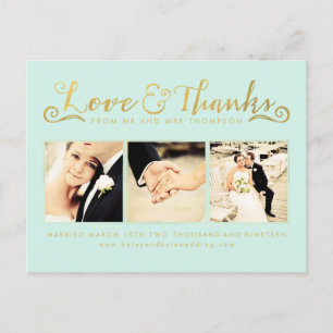 Postal Boda de oro Gracias por tipografía manuscrita Foto