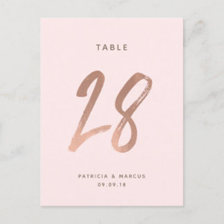 Postal Boda de oro Rosa de pincel moderno número de tabla