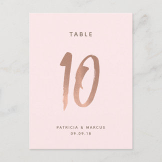 Postal Boda de oro Rosa de pincel moderno Tabla número 10
