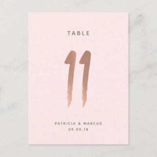 Postal Boda de oro Rosa de pincel moderno Tabla número 11