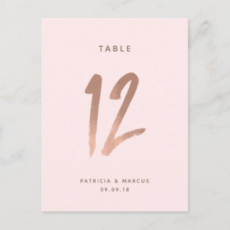 Postal Boda de oro Rosa de pincel moderno Tabla número 12