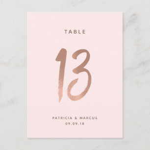 Postal Boda de oro Rosa de pincel moderno Tabla número 13