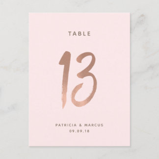 Postal Boda de oro Rosa de pincel moderno Tabla número 13