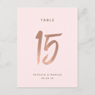 Postal Boda de oro Rosa de pincel moderno Tabla número 15