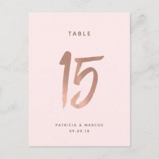 Postal Boda de oro Rosa de pincel moderno Tabla número 15