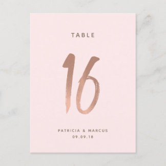 Postal Boda de oro Rosa de pincel moderno Tabla número 16