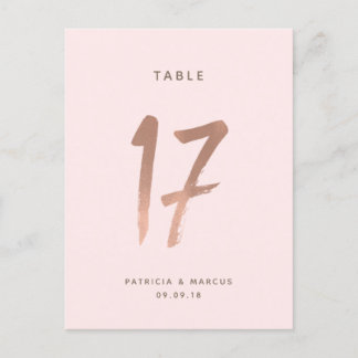 Postal Boda de oro Rosa de pincel moderno Tabla número 17