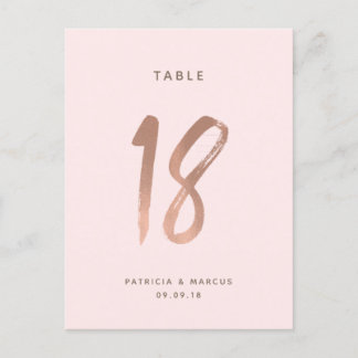 Postal Boda de oro Rosa de pincel moderno Tabla número 18