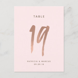 Postal Boda de oro Rosa de pincel moderno Tabla número 19