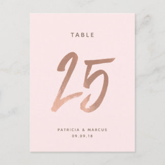 Postal Boda de oro Rosa de pincel moderno Tabla número 25