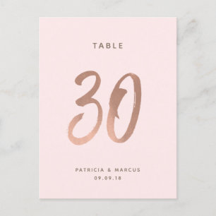 Postal Boda de oro Rosa de pincel moderno Tabla número 30