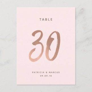 Postal Boda de oro Rosa de pincel moderno Tabla número 30