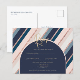 Postal Boda de oro rosa rosa azul de la marina lunar Rubo