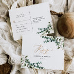 Postal Boda de oro Rustic Eucalyptus Greenery RSVP<br><div class="desc">Diseñada para coordinar con nuestra colección Rústica de bodas de Verdor,  esta tarjeta RSVP de personalizable,  presenta botánicos de color de agua mezclados,  escritura moderna de caligrafía acompañada de un tipo de letra serif elegante en negro. Elementos coincidentes disponibles.</div>