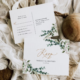 Postal Boda de oro Rustic Eucalyptus Greenery RSVP