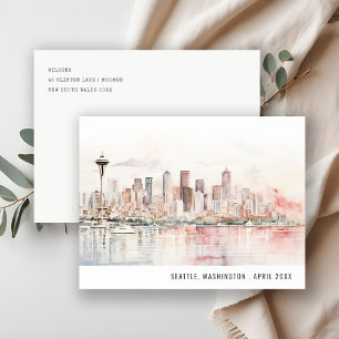 Postal Boda de paisaje en acuarela de Seattle, Washington