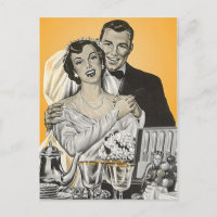 Boda de parejas de novios de posta de vintage
