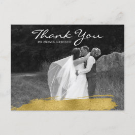 Postal Boda de pincel de oro moderno Gracias Postcard