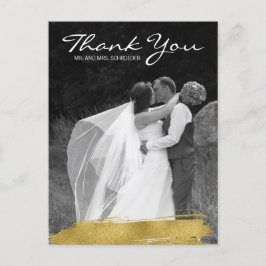 Postal Boda de pincel de oro moderno Gracias Postcard