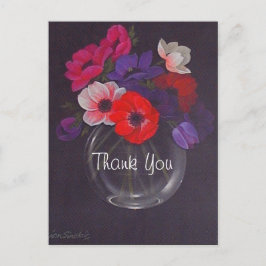 Postal Boda de pintura al aceite de flores Gracias