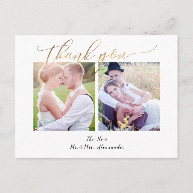 Postal Boda de PixDezines Gracias/Caligrafía moderna (Anverso)