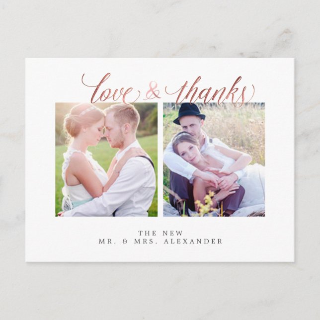 Postal Boda de PixDezines Gracias/Script Divertido (Anverso)