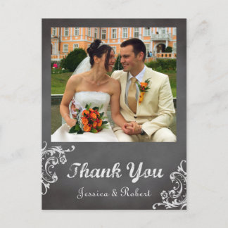 Postal Boda de pizarra romántica vintage gracias