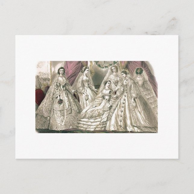 Postal Boda de Plate de Moda Victoriano de las Damas de G (Anverso)