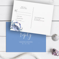 Boda de playa RSVP Cangrejo azul acuarela