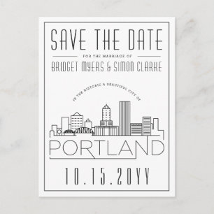 Postal Boda de Portland   Estilizado Skyline Guardar la f