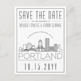 Postal Boda de Portland | Estilizado Skyline Guardar la f