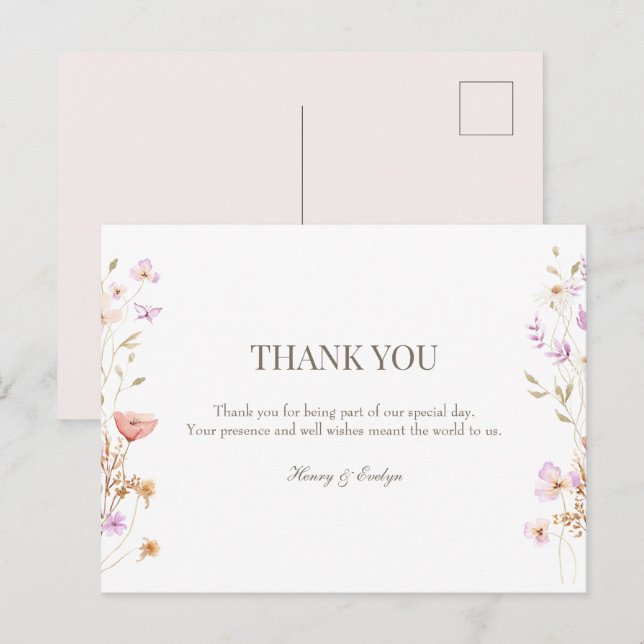 Postal boda de postcard gracias (Anverso / Reverso)