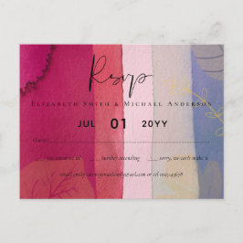 Postal BODA DE PRESUPUESTO Berry Red Purple Watercolor