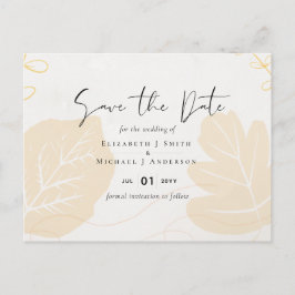 Postal Boda de presupuesto de LeahG Hojas de Oro Gris Fal