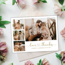 Boda de presupuesto Gracias Postcard Heart Script