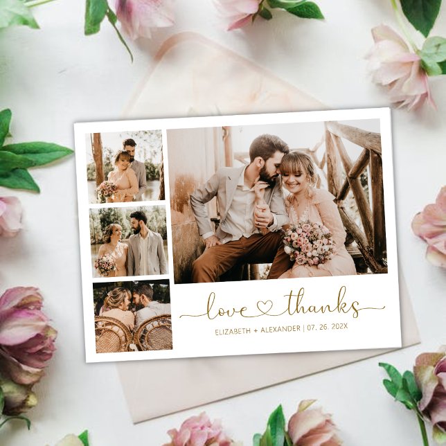 Postal Boda de presupuesto Gracias Postcard Heart Script (Subido por el creador)