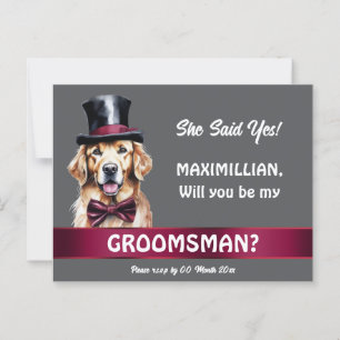Postal Boda de propuesta de Groomsman golden retriever gr
