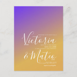Postal Boda de puesta de sol amarilla púrpura gradiente O